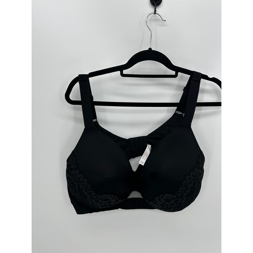 Cacique Bra Womens 48D Black Lace Lightly Lined Full Coverage Underwire GA30